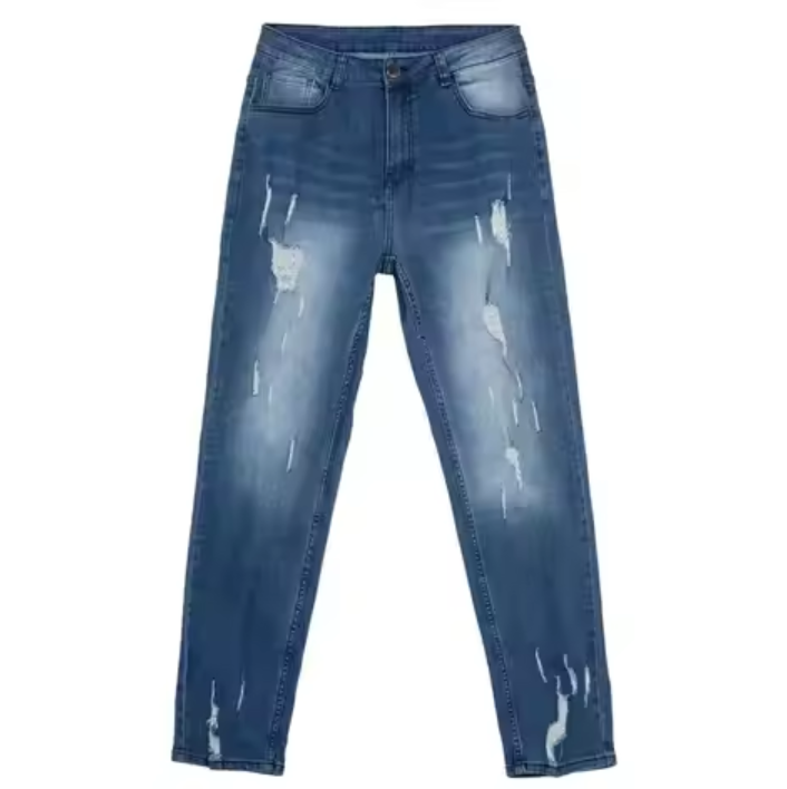 Light Washed Distressed Denim Pant