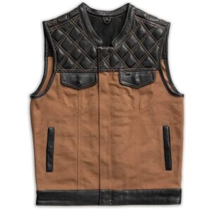 Leather Vest with Canvas Panel