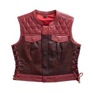 Leather Vest Diamond Pattern with Crocodile/Snake Skin panel