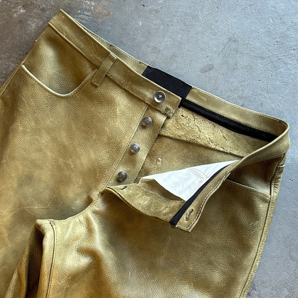 Leather Fashion Pant with vintage waxed effect - Image 4