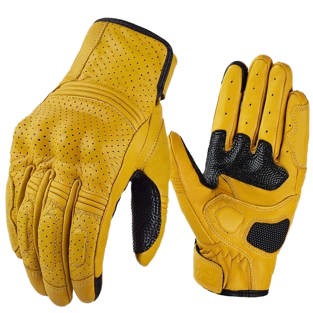 Short Cuff Perforated Motorbike Gloves for Summer Ride