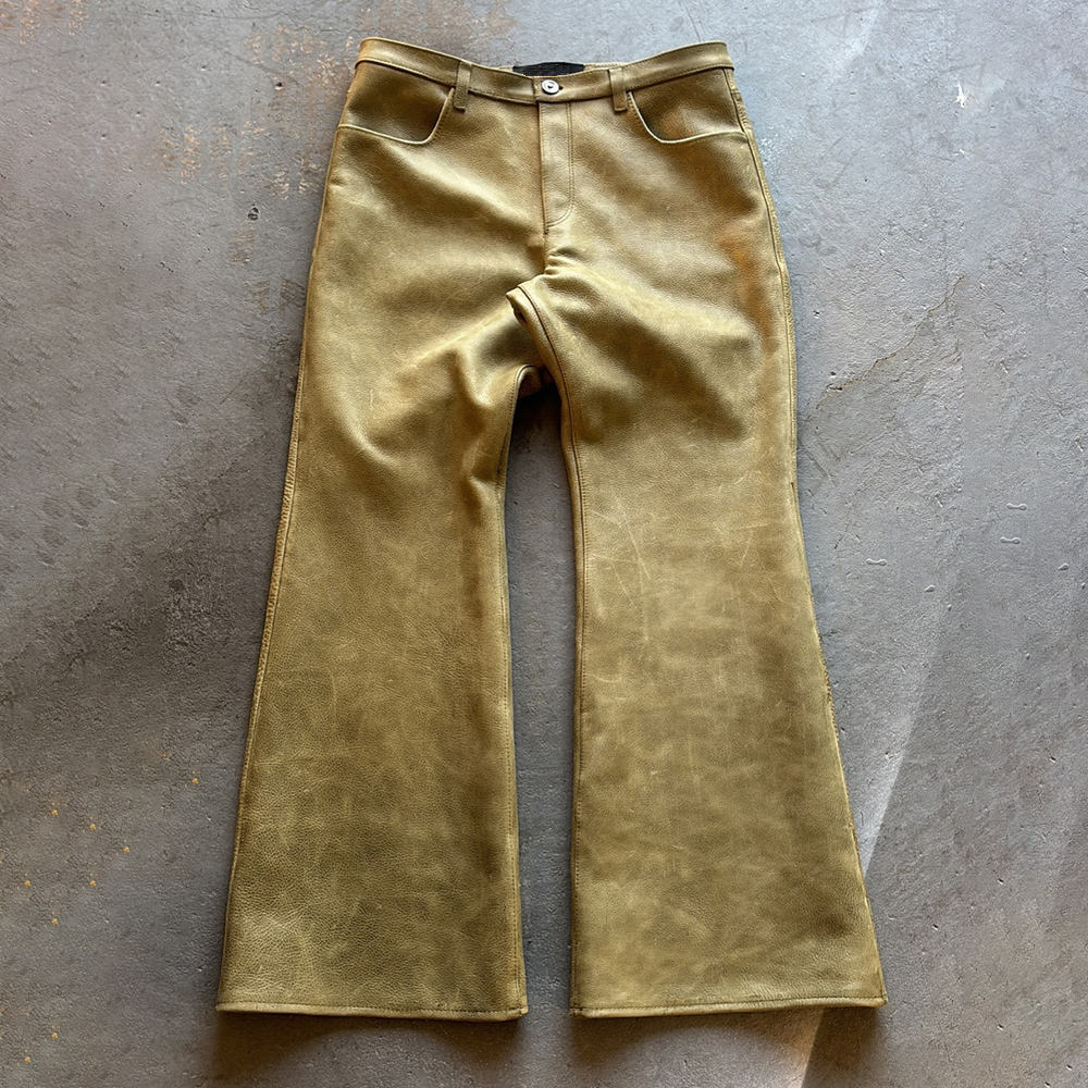 Leather Fashion Pant with vintage waxed effect